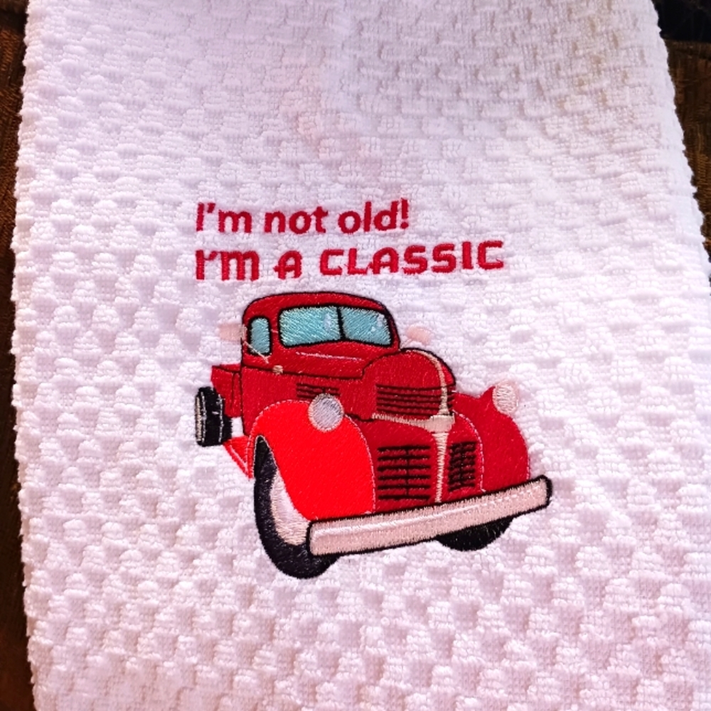 Embroidered Waffle Towel